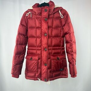 Abercrombie & Fitch Hooded Down Puffer Coat in Cherry Red Size Extra Small